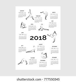 Calendar 2018 with yoga poses