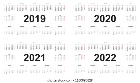 Simple Calendar Template 2020 2021 2022 Stock Vector (Royalty Free ...