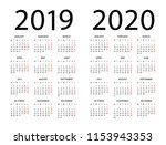 Calendar 2019 2020 year - vector illustration. Week starts on Monday