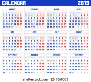 Calendar for 2019