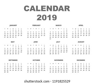 Calendar 2019 back