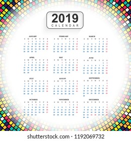 Calendar for 2019  background vector