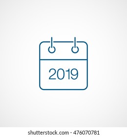 Calendar 2019 Blue Flat Icon On White Background