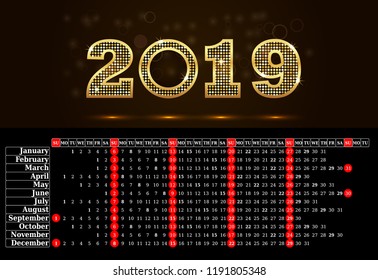 calendar 2019, business template