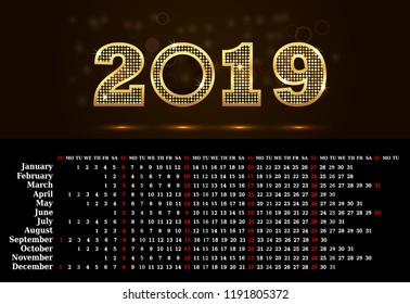 calendar 2019, business template