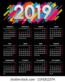 calendar 2019, business template