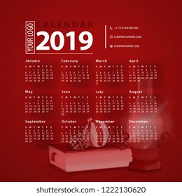 Calendar for 2019 with Christmas books