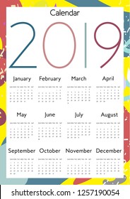 Calendar 2019. Cool design. 