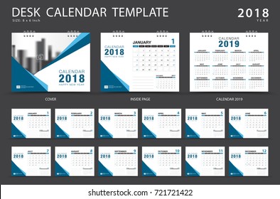 Calendar 2019, Desk calendar 2018 template. Set of 12 Months. Planner. Week starts on Sunday. Stationery design. advertisement. Business flyer. cover. Vector layout. 