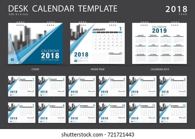 Calendar 2019, Desk calendar 2018 template. Set of 12 Months. Planner. Week starts on Sunday. Stationery design. advertisement. Business flyer. cover. Vector layout. 