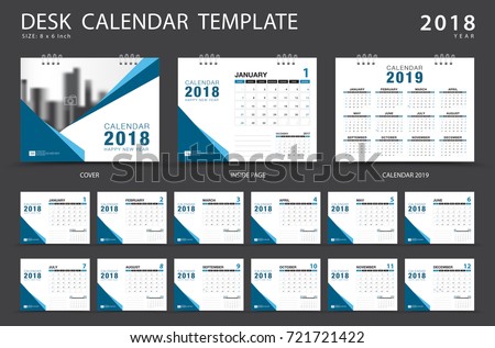 Calendar 2019, Desk calendar 2018 template. Set of 12 Months. Planner. Week starts on Sunday. Stationery design. advertisement. Business flyer. cover. Vector layout. 