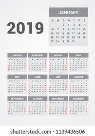 Calendar 2019 EPS 10.