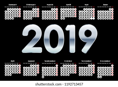 Calendar 2019. EPS 10
