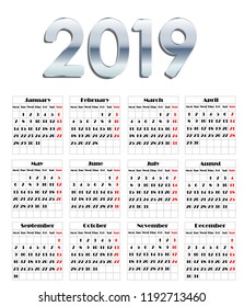 Calendar 2019. EPS 10