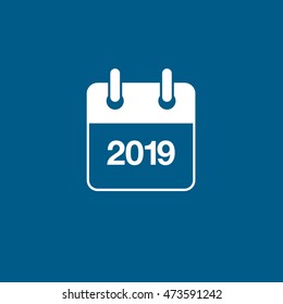 Calendar 2019 Flat Icon On Blue Background