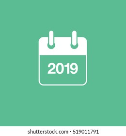 Calendar 2019 Flat Icon On Green Background