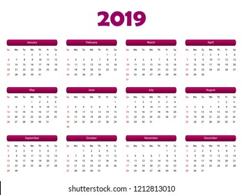 calendar 2019 grape template