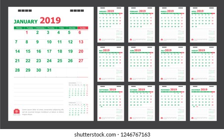 2018 Islamic Hijri Calendar Template Design Stock Vector (Royalty Free