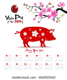 Calendar 2019 and Happy new year  background