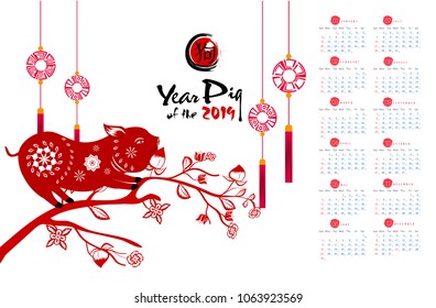 Calendar 2019 and Happy new year  background