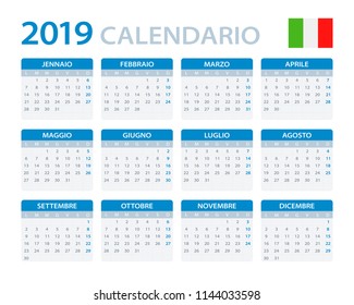 Calendar 2019 - Italian Version - vector illustration