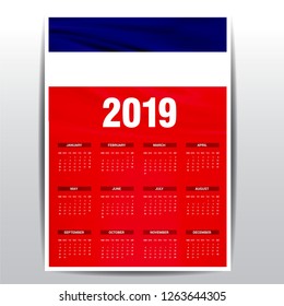 Calendar 2019 Los Altos Flag background. English language