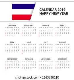 Calendar 2019 Los Altos Flag background. English language