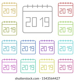 Calendar, 2019 multi color icon. Simple thin line, outline vector of calendar icons for ui and ux, website or mobile application