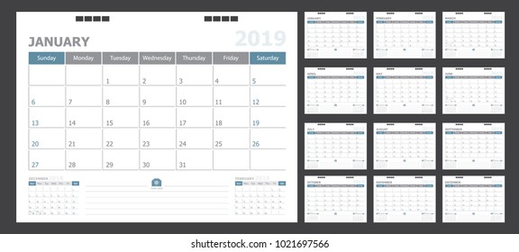 Calendar for 2019 pastel background