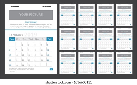 Calendar for 2019 pastel background
