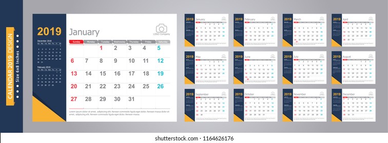 2019 desktop calendar template