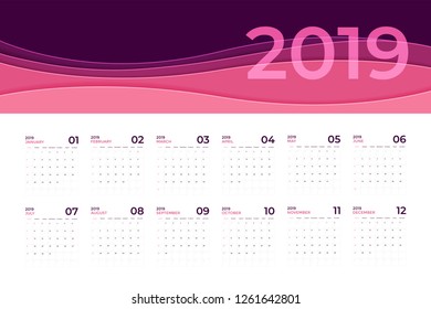 Calendar 2019 template. Calendar planning week.