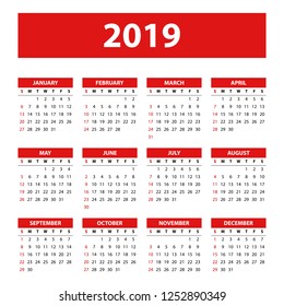 Calendar 2019 vector