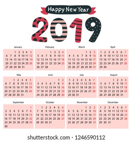 calendar 2019 vector design