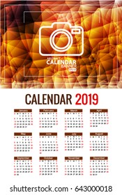 calendar 2019 Vector EPS 10 illustration.