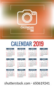 calendar 2019 Vector EPS 10 illustration.
