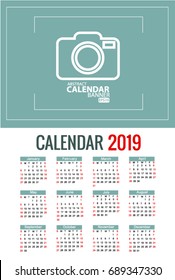  calendar 2019 Vector EPS 10