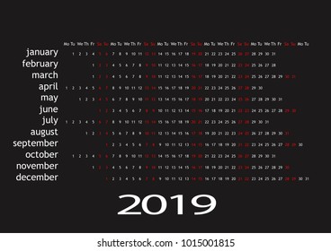 Calendar 2019 - vector illustration