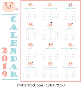 Calendar for 2019. Vector Illustration