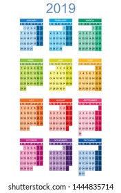 
calendar for 2019. vector image for print and banner
