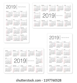 Calendar. 2019 Calendar. Vector print template.