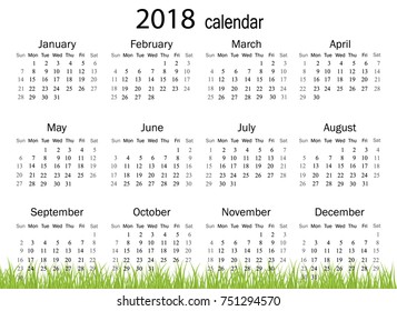 Calendar 2019 year in simple style. Week starts from Sunday. Vector illustration.