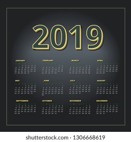 calendar 2019 year vector
