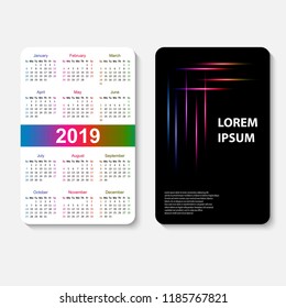 calendar 2019 year. vector design