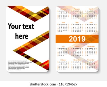 calendar 2019 year. vector design