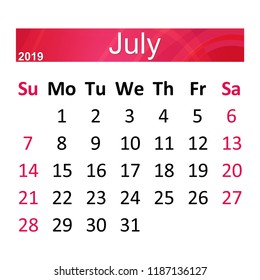 calendar 2019 year. vector design