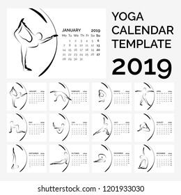 Calendar 2019 with yoga poses