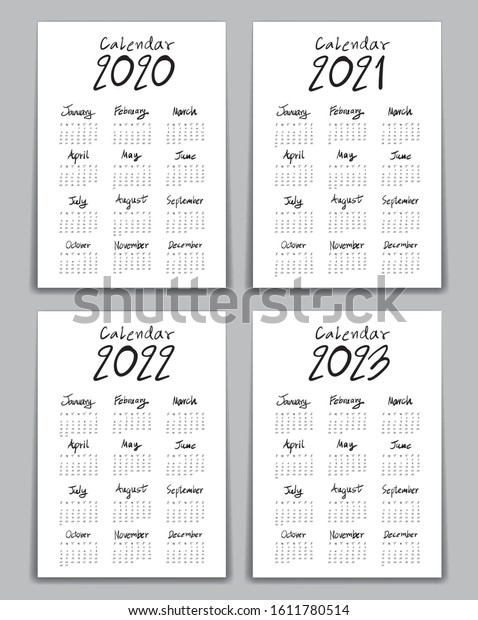 Tcnj Calendar 2022 2023 Calendar 2020 2021 2022 2023 Template Stock Vector (Royalty Free) 1611780514