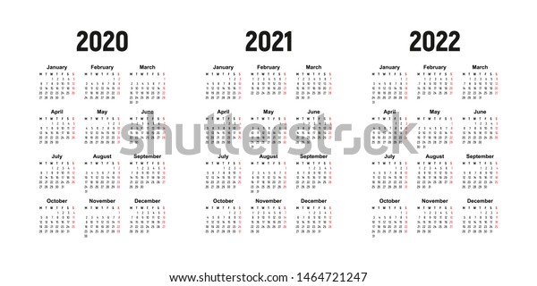 2020年 2021年 2022年のカレンダー 週は 基本的なビジネス