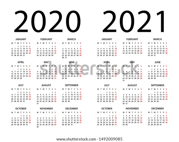 Calendar 2020 2021 Year Vector Illustration Stock Vector (Royalty Free ...